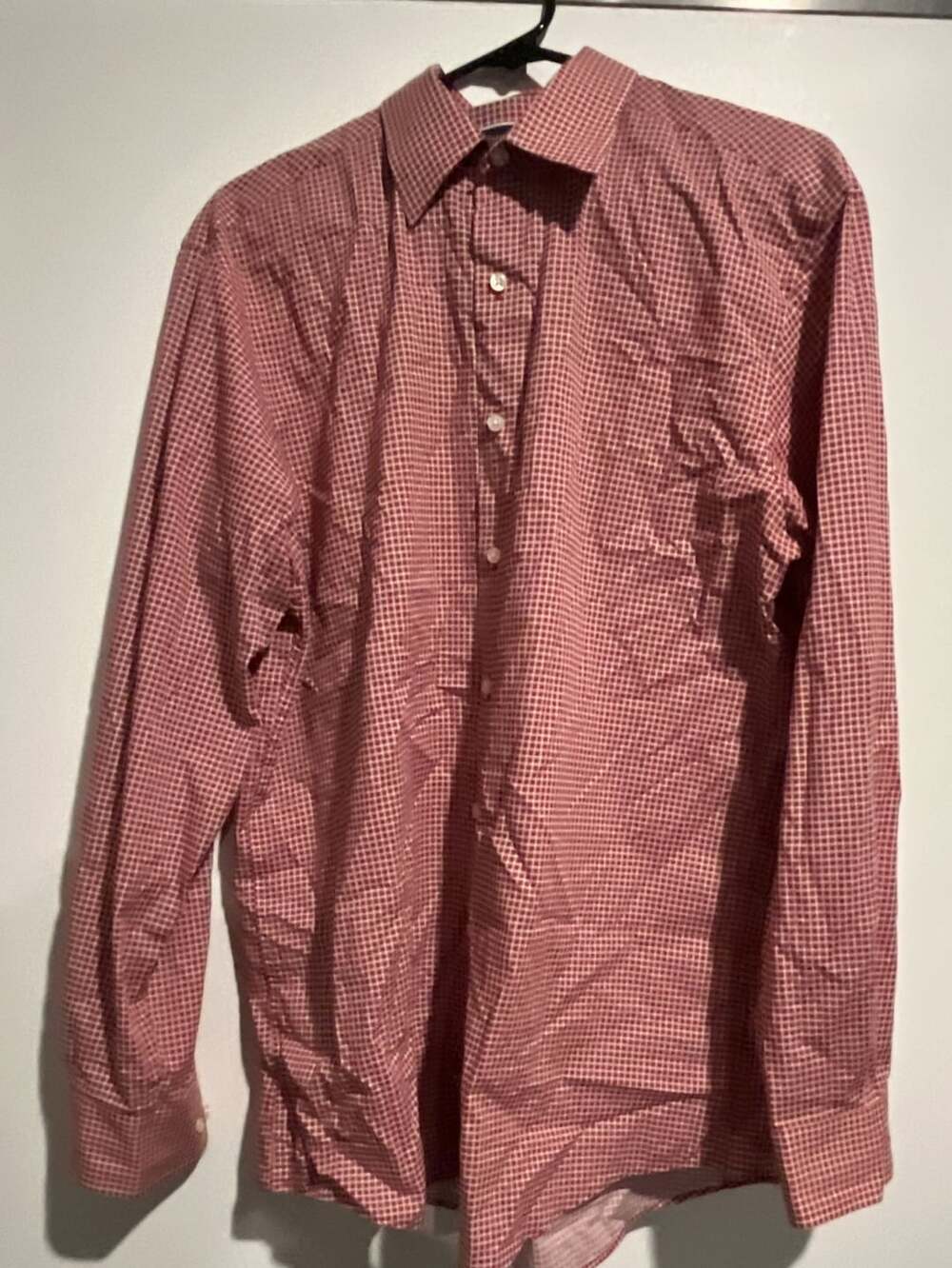 Club Room Men's Red Regular Fit Long Sleeve Button Down Shirt Size M 15-15.5
